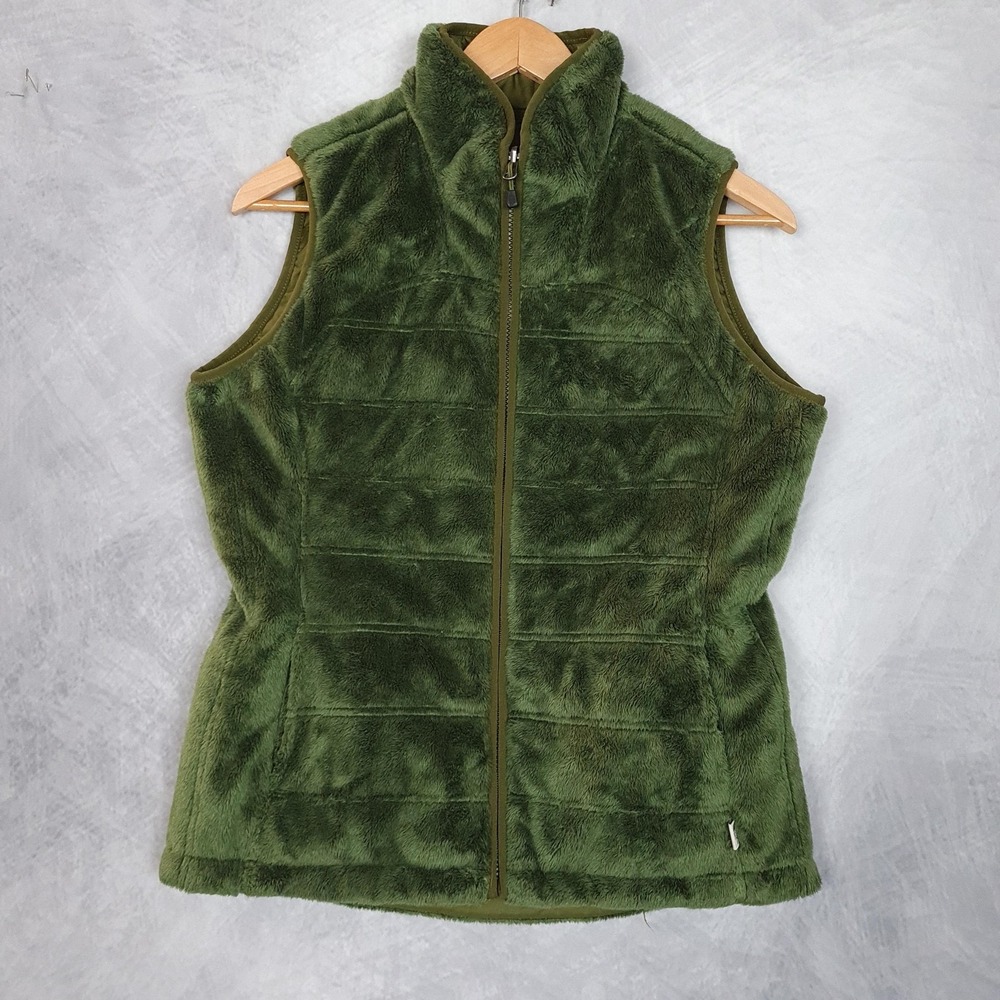 The North Face Vest Womens Medium Green Fleece Quilted Reversible Zip Gilet